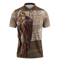 King Of Mycenae Agamemnon Zipper Polo Shirt Ancient Greek Mythology Classic Warrior Painting