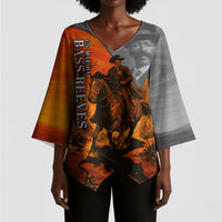 Bass Reeves Kimono Sleeve Blouse Vintage Black Cowboy Old West Lawman