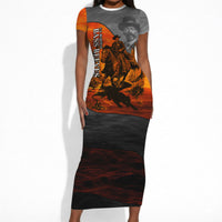 Bass Reeves Short Sleeve Bodycon Dress Vintage Black Cowboy Old West Lawman