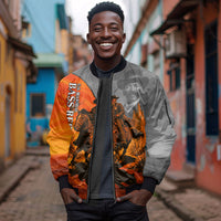Bass Reeves Sleeve Zip Bomber Jacket Vintage Black Cowboy Old West Lawman