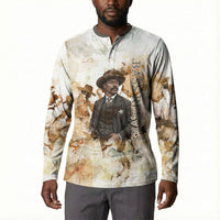 Bass Reeves Spirit Frontier Legend Button Sweatshirt African American Marshal Horse Riding Western Watercolor