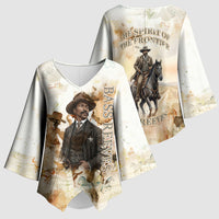 Bass Reeves Spirit Frontier Legend Kimono Sleeve Blouse African American Marshal Horse Riding Western Watercolor