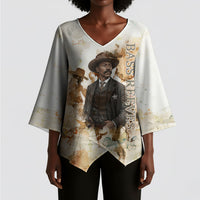 Bass Reeves Spirit Frontier Legend Kimono Sleeve Blouse African American Marshal Horse Riding Western Watercolor
