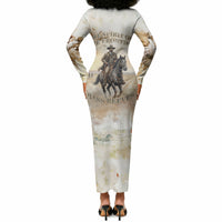 Bass Reeves Spirit Frontier Legend Long Sleeve Bodycon Dress African American Marshal Horse Riding Western Watercolor