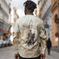 Bass Reeves Spirit Frontier Legend Long Sleeve Button Shirt African American Marshal Horse Riding Western Watercolor