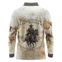 Bass Reeves Spirit Frontier Legend Long Sleeve Polo Shirt African American Marshal Horse Riding Western Watercolor