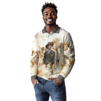Bass Reeves Spirit Frontier Legend Long Sleeve Polo Shirt African American Marshal Horse Riding Western Watercolor