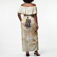Bass Reeves Spirit Frontier Legend Off Shoulder Maxi Dress African American Marshal Horse Riding Western Watercolor