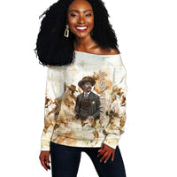 Bass Reeves Spirit Frontier Legend Off Shoulder Sweater African American Marshal Horse Riding Western Watercolor