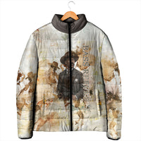 Bass Reeves Spirit Frontier Legend Padded Jacket African American Marshal Horse Riding Western Watercolor