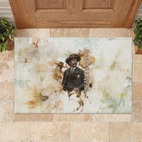 Bass Reeves Spirit Frontier Legend Rubber Doormat African American Marshal Horse Riding Western Watercolor