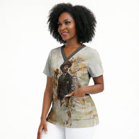 Bass Reeves Spirit Frontier Legend Scrub Top African American Marshal Horse Riding Western Watercolor