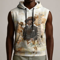 Bass Reeves Spirit Frontier Legend Sleeveless Hoodie African American Marshal Horse Riding Western Watercolor