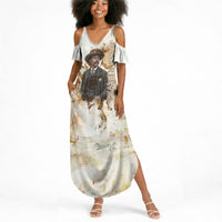Bass Reeves Spirit Frontier Legend Summer Maxi Dress African American Marshal Horse Riding Western Watercolor