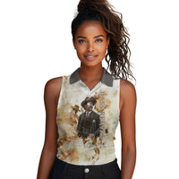 Bass Reeves Spirit Frontier Legend Women Sleeveless Polo Shirt African American Marshal Horse Riding Western Watercolor