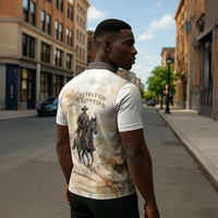 Bass Reeves Spirit Frontier Legend Zipper Polo Shirt African American Marshal Horse Riding Western Watercolor
