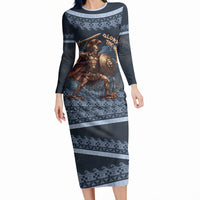 Trojan War Glory Outlives Warrior Long Sleeve Bodycon Dress Spartan Achilles Warrior Battle Greek