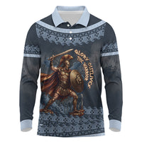 Trojan War Glory Outlives Warrior Long Sleeve Polo Shirt Spartan Achilles Warrior Battle Greek