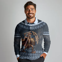 Trojan War Glory Outlives Warrior Long Sleeve Polo Shirt Spartan Achilles Warrior Battle Greek