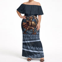 Trojan War Glory Outlives Warrior Off Shoulder Maxi Dress Spartan Achilles Warrior Battle Greek