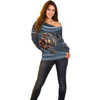 Trojan War Glory Outlives Warrior Off Shoulder Sweater Spartan Achilles Warrior Battle Greek