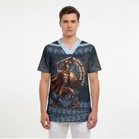 Trojan War Glory Outlives Warrior Scrub Top Spartan Achilles Warrior Battle Greek