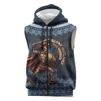 Trojan War Glory Outlives Warrior Sleeveless Zip Hoodie Spartan Achilles Warrior Battle Greek