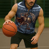 Trojan War Glory Outlives Warrior Sleeveless Zip Hoodie Spartan Achilles Warrior Battle Greek