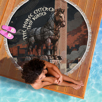 Trojan War Horse Entered Burned Beach Blanket Greek Wooden Trojan Horse Spartan Warrior