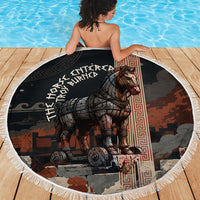 Trojan War Horse Entered Burned Beach Blanket Greek Wooden Trojan Horse Spartan Warrior