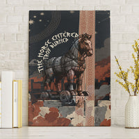 Trojan War Horse Entered Burned Canvas Wall Art Greek Wooden Trojan Horse Spartan Warrior