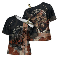 Trojan War Horse Entered Burned Cross Shoulder Shirt Greek Wooden Trojan Horse Spartan Warrior