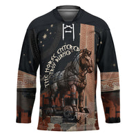 Trojan War Horse Entered Burned Hockey Jersey Greek Wooden Trojan Horse Spartan Warrior