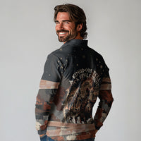 Trojan War Horse Entered Burned Long Sleeve Polo Shirt Greek Wooden Trojan Horse Spartan Warrior
