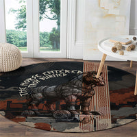 Trojan War Horse Entered Burned Round Carpet Greek Wooden Trojan Horse Spartan Warrior