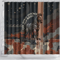 Trojan War Horse Entered Burned Shower Curtain Greek Wooden Trojan Horse Spartan Warrior
