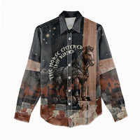 Trojan War Horse Entered Burned Women Casual Shirt Greek Wooden Trojan Horse Spartan Warrior