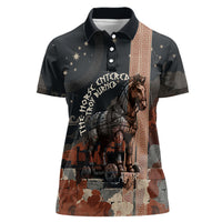 Trojan War Horse Entered Burned Women Polo Shirt Greek Wooden Trojan Horse Spartan Warrior