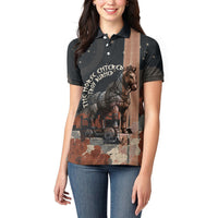 Trojan War Horse Entered Burned Women Polo Shirt Greek Wooden Trojan Horse Spartan Warrior