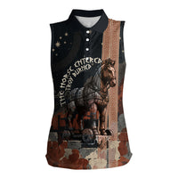 Trojan War Horse Entered Burned Women Sleeveless Polo Shirt Greek Wooden Trojan Horse Spartan Warrior