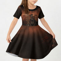 Achilles Iliad Greek Hero Legend Kid Short Sleeve Dress Trojan War Spartan Warrior Spear Graphic Art