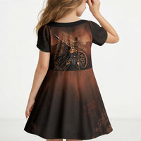Achilles Iliad Greek Hero Legend Kid Short Sleeve Dress Trojan War Spartan Warrior Spear Graphic Art