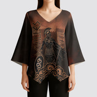Achilles Iliad Greek Hero Legend Kimono Sleeve Blouse Trojan War Spartan Warrior Spear Graphic Art