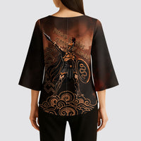Achilles Iliad Greek Hero Legend Kimono Sleeve Blouse Trojan War Spartan Warrior Spear Graphic Art