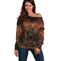 Achilles Iliad Greek Hero Legend Off Shoulder Sweater Trojan War Spartan Warrior Spear Graphic Art
