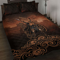 Achilles Iliad Greek Hero Legend Quilt Bed Set Trojan War Spartan Warrior Spear Graphic Art