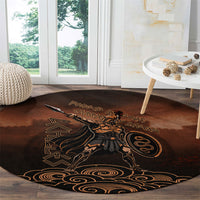 Achilles Iliad Greek Hero Legend Round Carpet Trojan War Spartan Warrior Spear Graphic Art