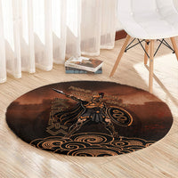Achilles Iliad Greek Hero Legend Round Carpet Trojan War Spartan Warrior Spear Graphic Art
