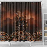 Achilles Iliad Greek Hero Legend Shower Curtain Trojan War Spartan Warrior Spear Graphic Art