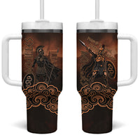 Achilles Iliad Greek Hero Legend Tumbler With Handle Trojan War Spartan Warrior Spear Graphic Art